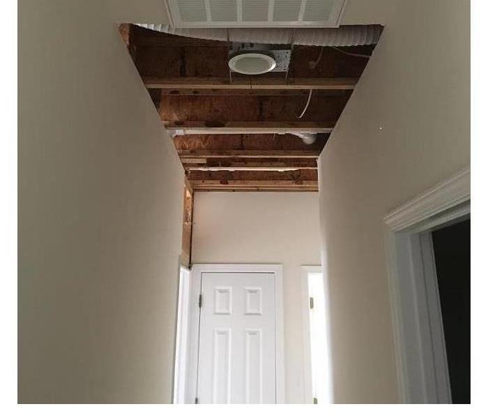Ceiling damage caused by stormy weather